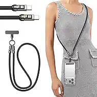 Phone Lanyard Crossbody USB C Cable, PD240W USB C to USB C Cables, Anti Theft Phone Strap Universal Cell Phone Neck lanyard for iPhone/Samsung/Android Phones(Black/3.93ft)