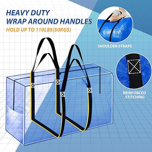 Miniatura 2 de Bolsas de almacenamiento extra grandes de 57 galones, bolsas de mudanza grandes XXL Jumbo resistentes, bolsas de almacenamiento para mudanzas,