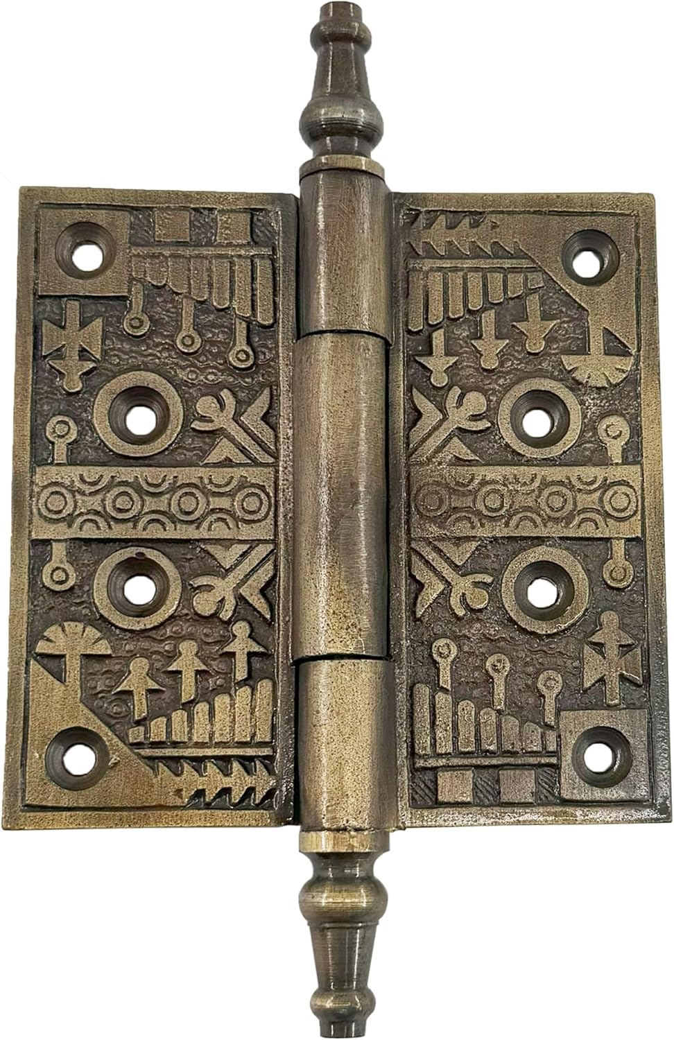 Decorative Antique Door Hinge, 6.5 inches, Heavy Cast Iron Bronze, Vintage Style Ornamental Hardware (2)