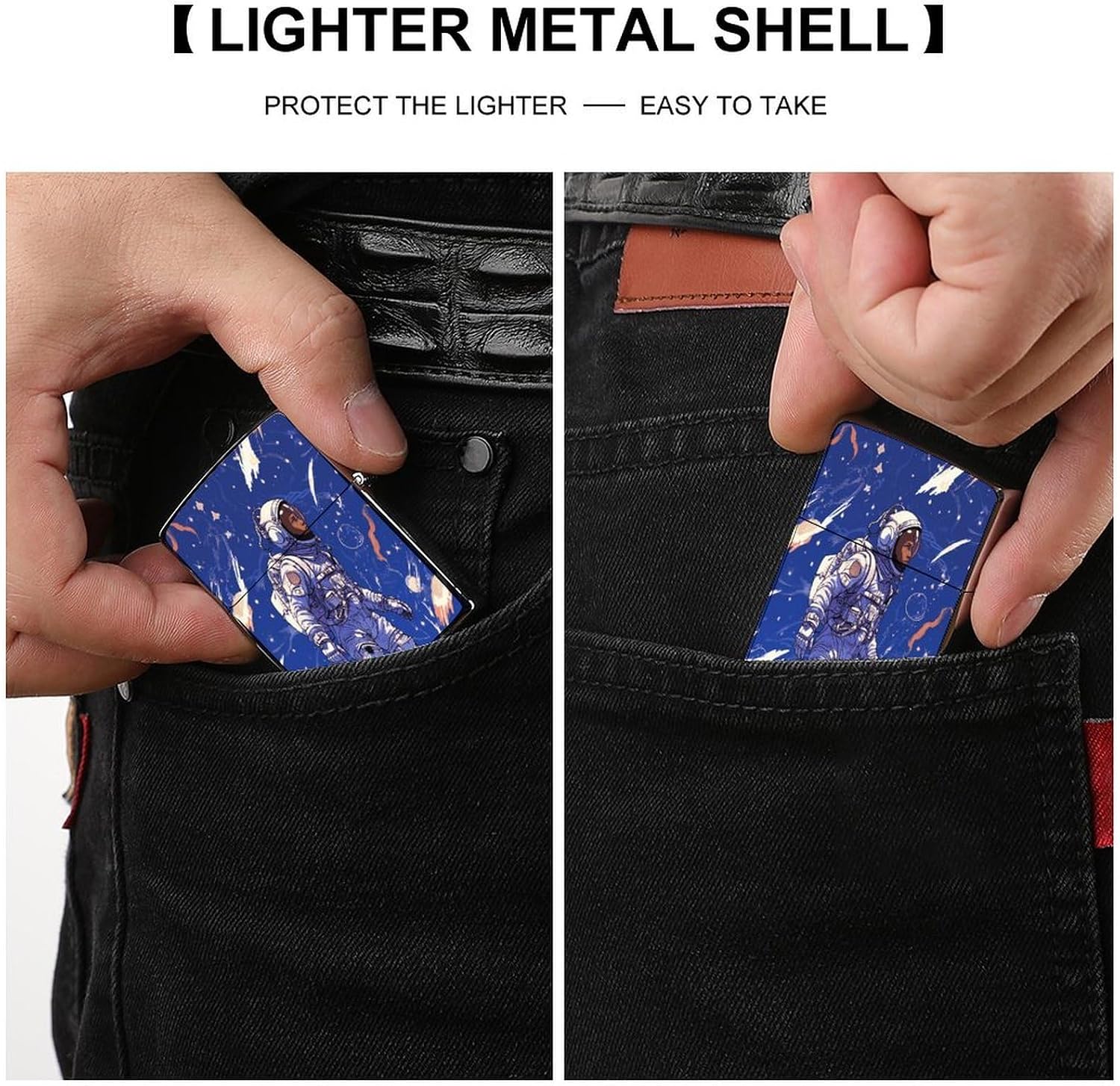 Black Astronaut on Blue Lighter Case Cover Lighter Shell