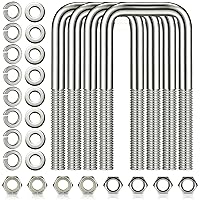 Vista 18 de 4 piezas Hotop pernos en U cuadrados de acero inoxidable 304 para remolque de barco con arandelas y tuercas Pernos en U de servicio pesado