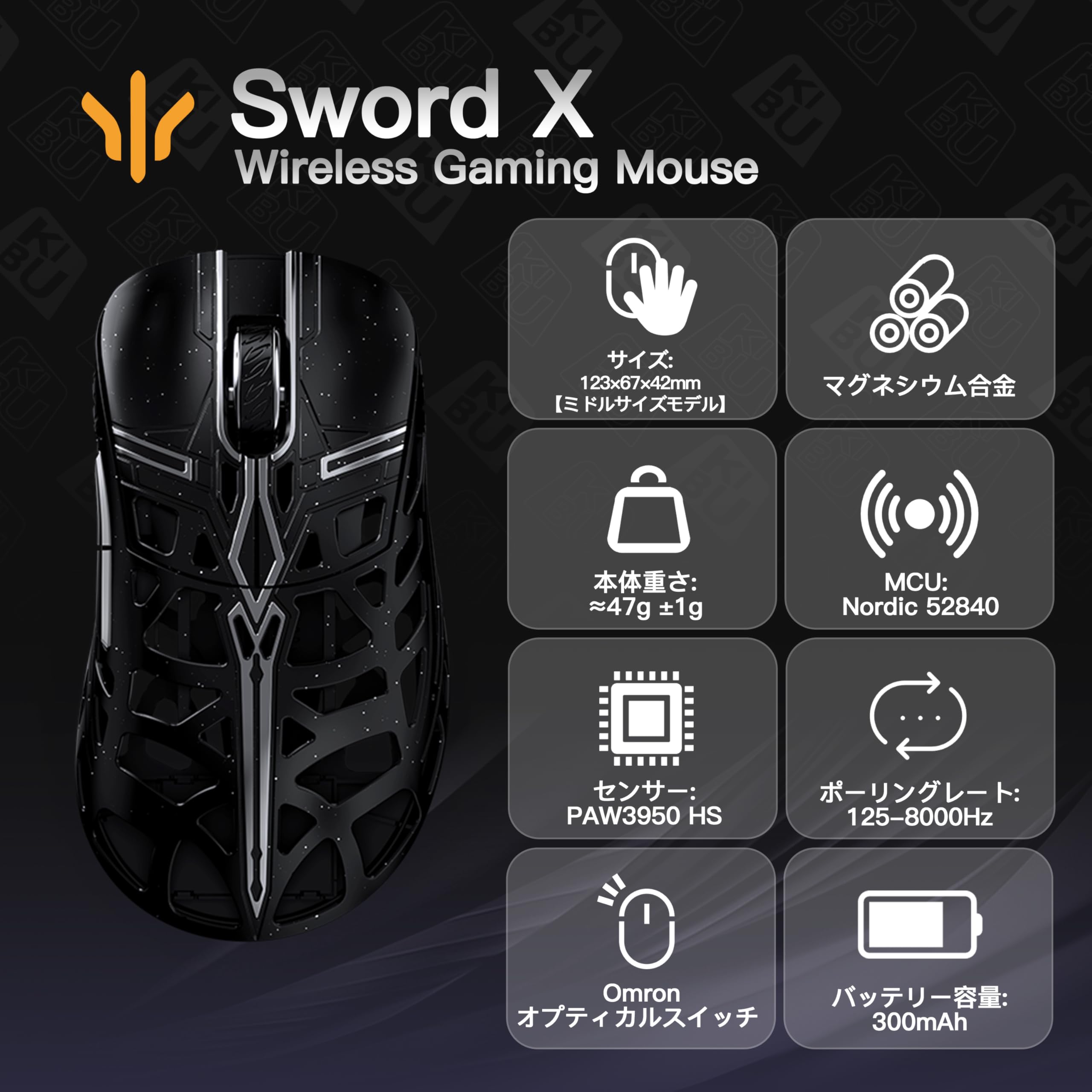 Amazon.co.jp: WLMOUSE Sword X Wireless Gaming Mouse, Ergonomics 