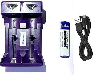 Doublepow 1本 NH-14WM互換品 Ni-MH 角型ニッケル水素電池 + CDプレーヤー MDプレーヤー 用 2スロット 多機能 充電器 (1個 ガム電池 +充電器)