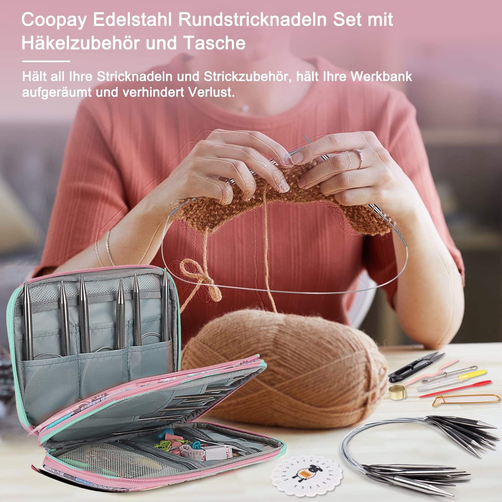 Coopay Aiguilles à Tricoter circulaires de 2.25 mm et 40 cm - Aiguilles circulaires en Acier avec câble Flexible - Aiguilles à Tricoter circulaires Fixes en métal pour Chaussettes. Petits projets Coopay Aiguilles à Tricoter circulaires de 2.25 mm et 40 cm - Aiguilles circulaires en Acier avec câble Flexible - Aiguilles à Tricoter circulaires Fixes en métal pour Chaussettes. Petits projets