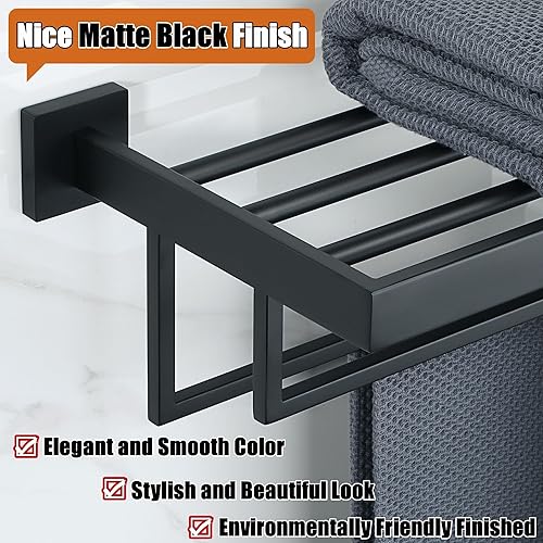 Miniatura 3 de Alise Toallero, toallero con barras de toalla dobles para baño y lavabo, 16 pulgadas, acero inoxidable SUS 304, soporte de torre de montaje en