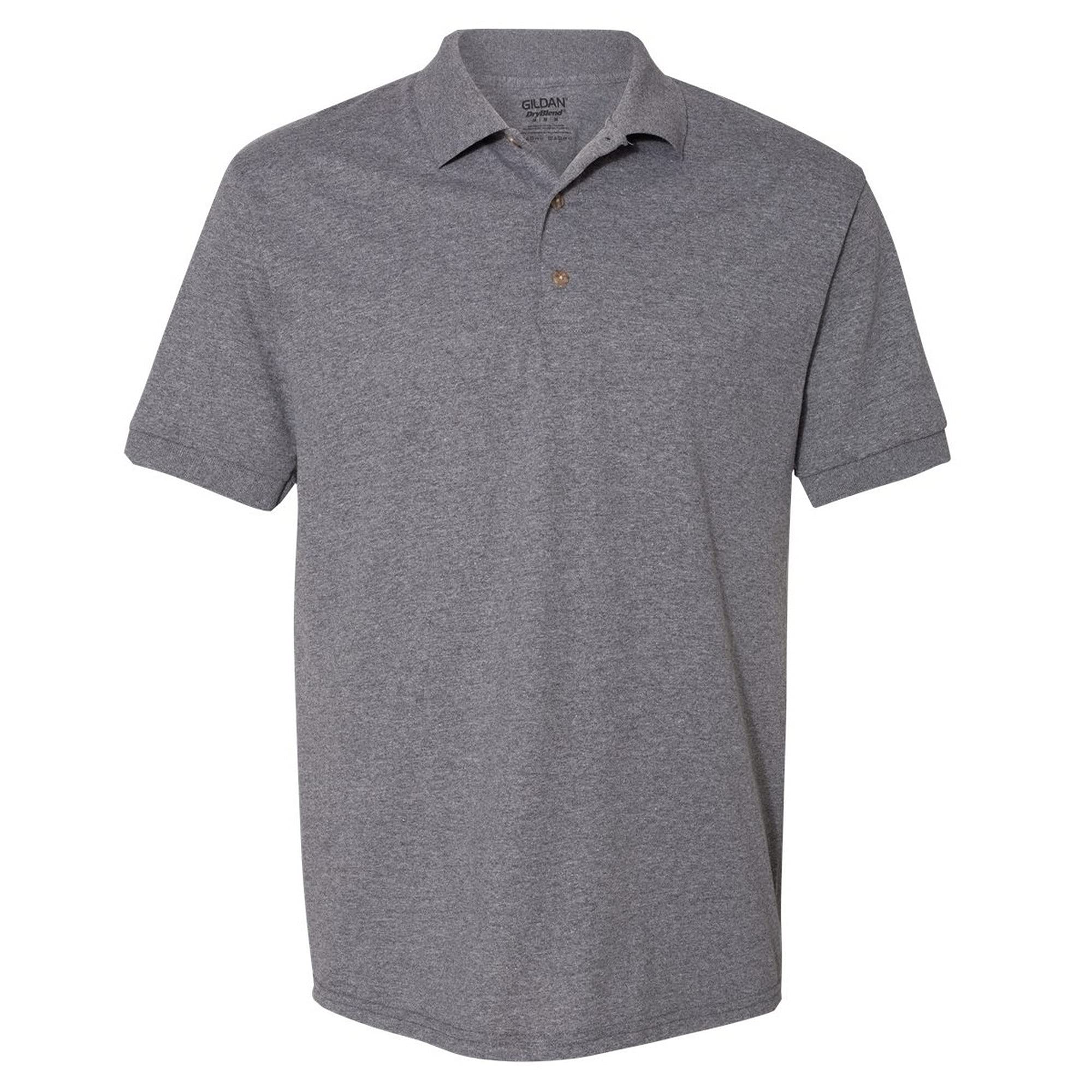Gildan - Polo Jersey Short Sleeve Breathable Model DryBlend Men's - Summer/Exercise, Graphite Heather, M