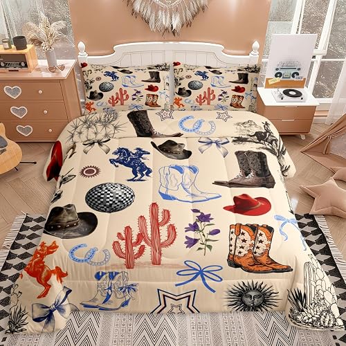 Feelyou Western Decor Comforter Set All Season Wild West Cowboy Bedding Set with