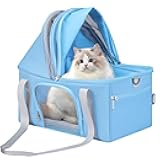 BurgeonNest Top-Expandable Large Cat Carrier, Soft Sided Cat Bag Carrier for Medium Large Pet 15 lbs, Upgrade Small Dog Car Seat, Collapsible Puppy Travel Bag with Semi-Open Mode Canopy