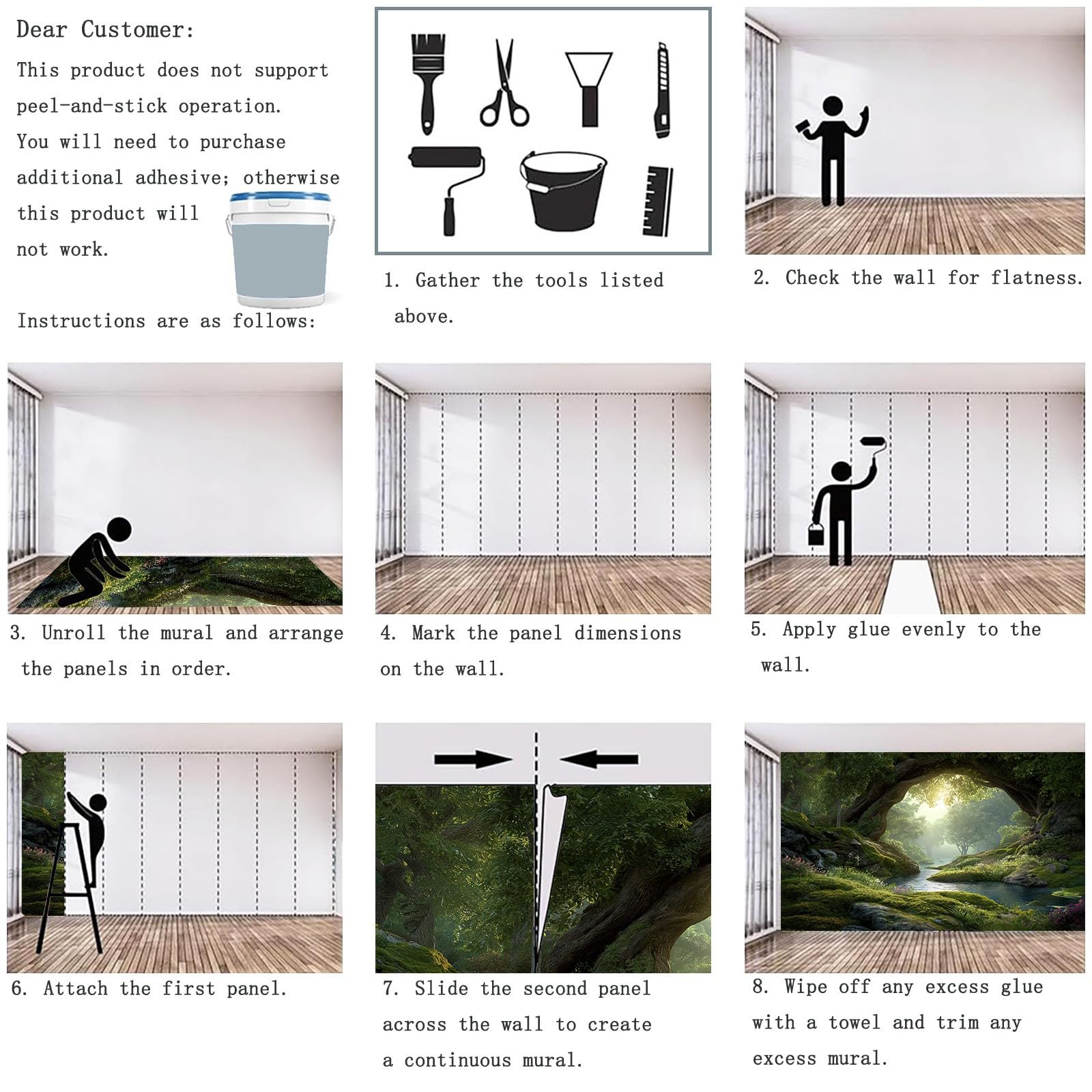 Art Papel Tapiz Fotográfico Paisaje De Fantasía Bosque Plantas Papel Pintado 300 x 210 cm, Art Mural De Pared Papel Pintado Verde Bosque Mural para Sala Estar Dormitorio Infantil Decoración