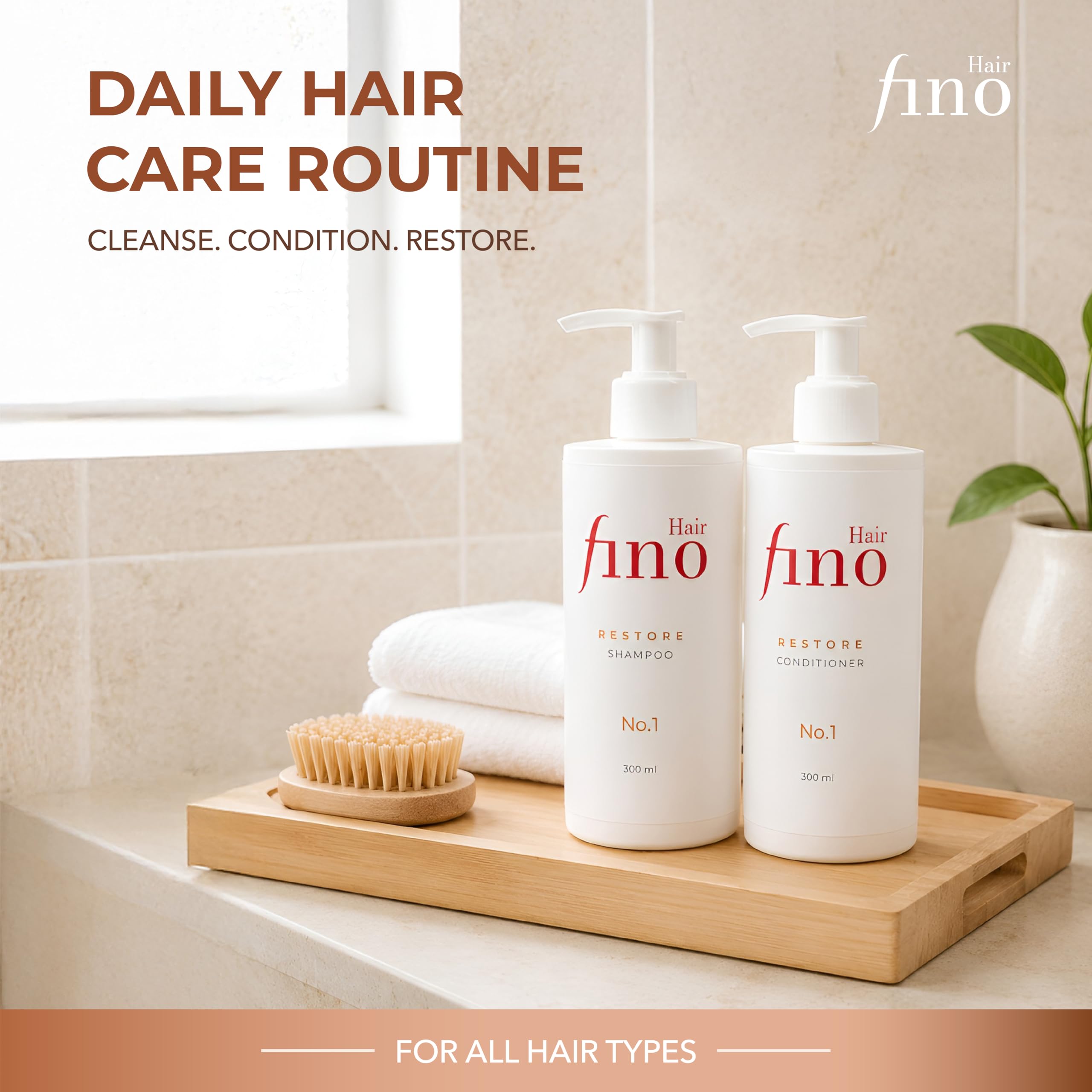 fino Hair Restore - Set shampoo e balsamo n. 1, shampoo e balsamo per capelli danneggiati, con cheratina, biotina e pantenolo, almeno il 97% di origine naturale, senza siliconi e parabeni