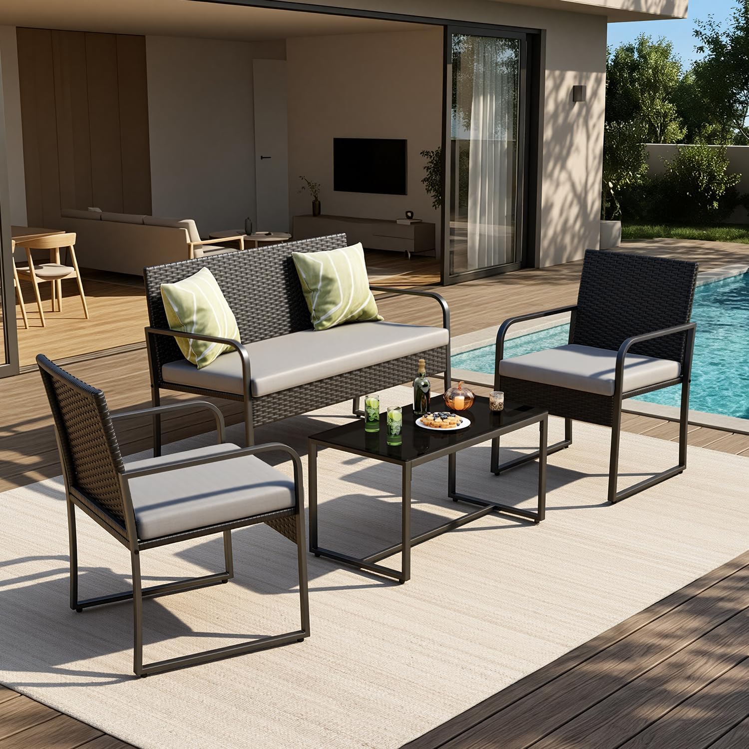 Gizoon patio set placed by a swimming pool