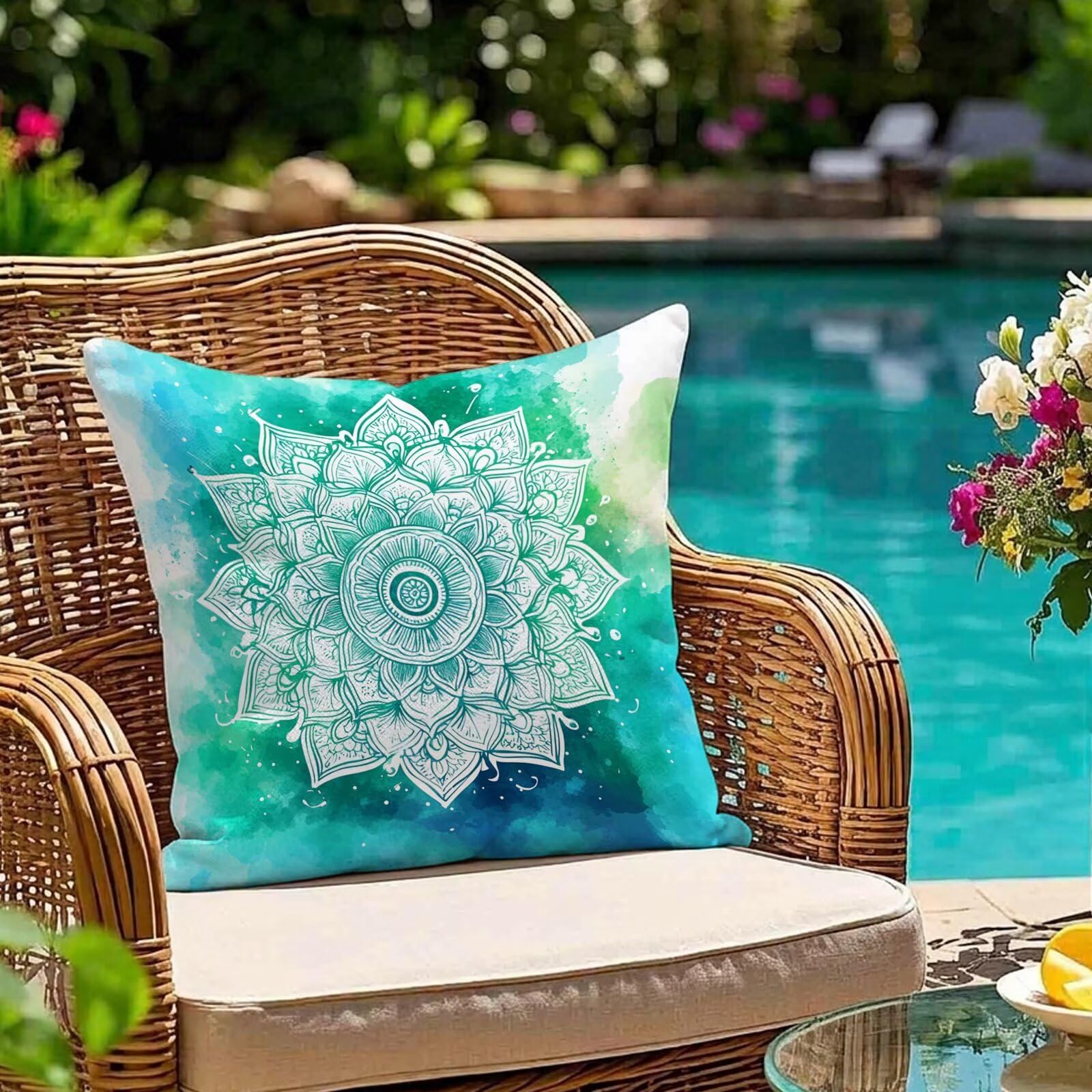 Housse coussin imperméable 80x80 anti-pluie pour canapé extérieur