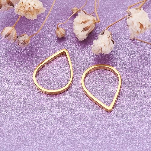 Miniatura 5 de Craftdady 100 anillos de enlace de lágrima dorada, marcos huecos de latón, bisel abierto para manualidades, fabricación de joyas, 0.433 x 0.276 in