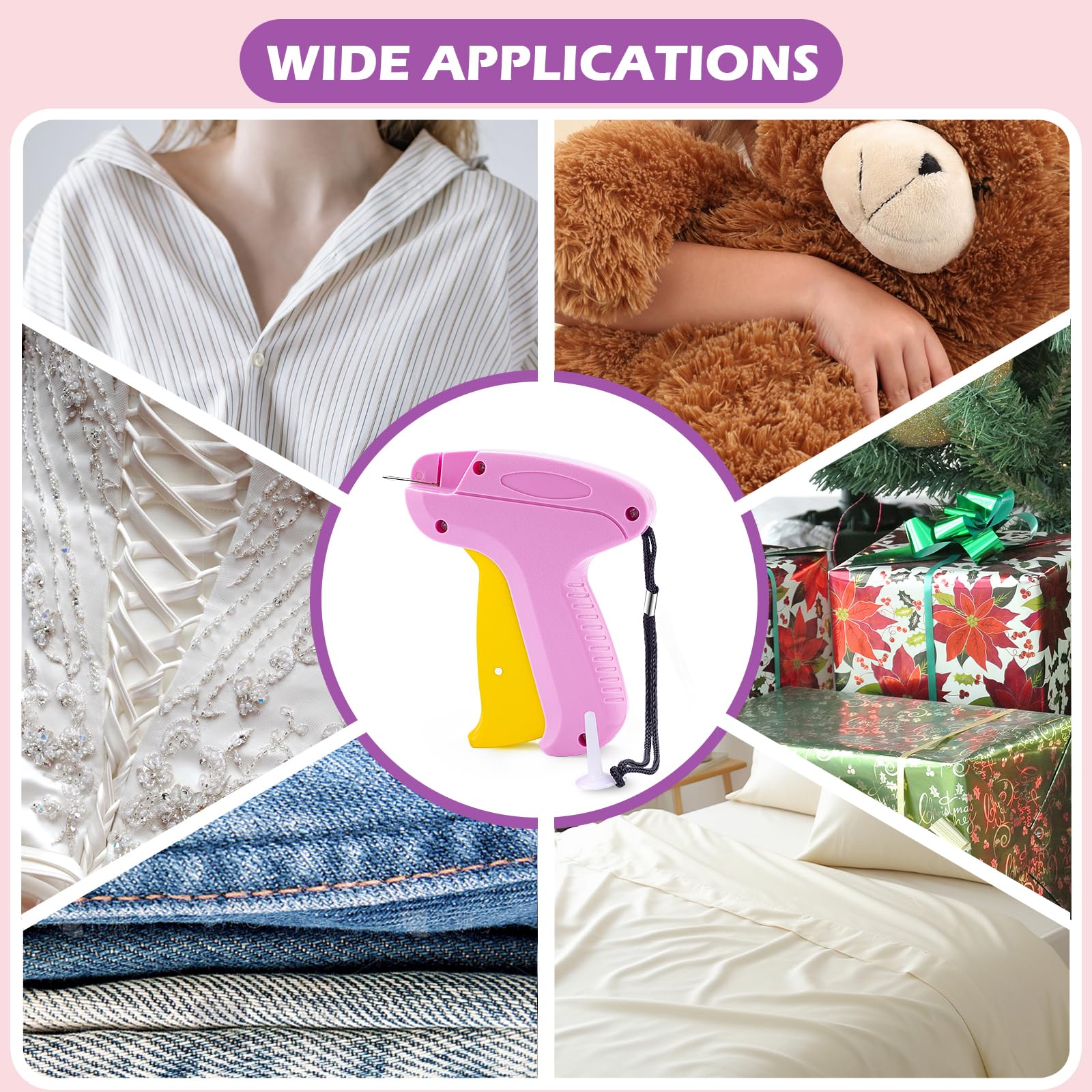 Stitch Gun for Clothes, Stitchy Quick Clothing Fixer, Micro Tagging Gun for Clothing, Mini Sticky Sewing Gun, Stichy Fix Gun, Includes 6 Needles, 1 Scissors, 2000 Black & 2000 White Fasteners