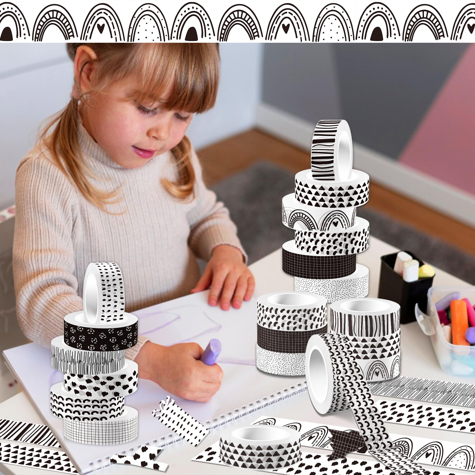 Lot De 12 Rouleaux De Ruban Adhésif Washi Motif Dentelle - 16 Mm De