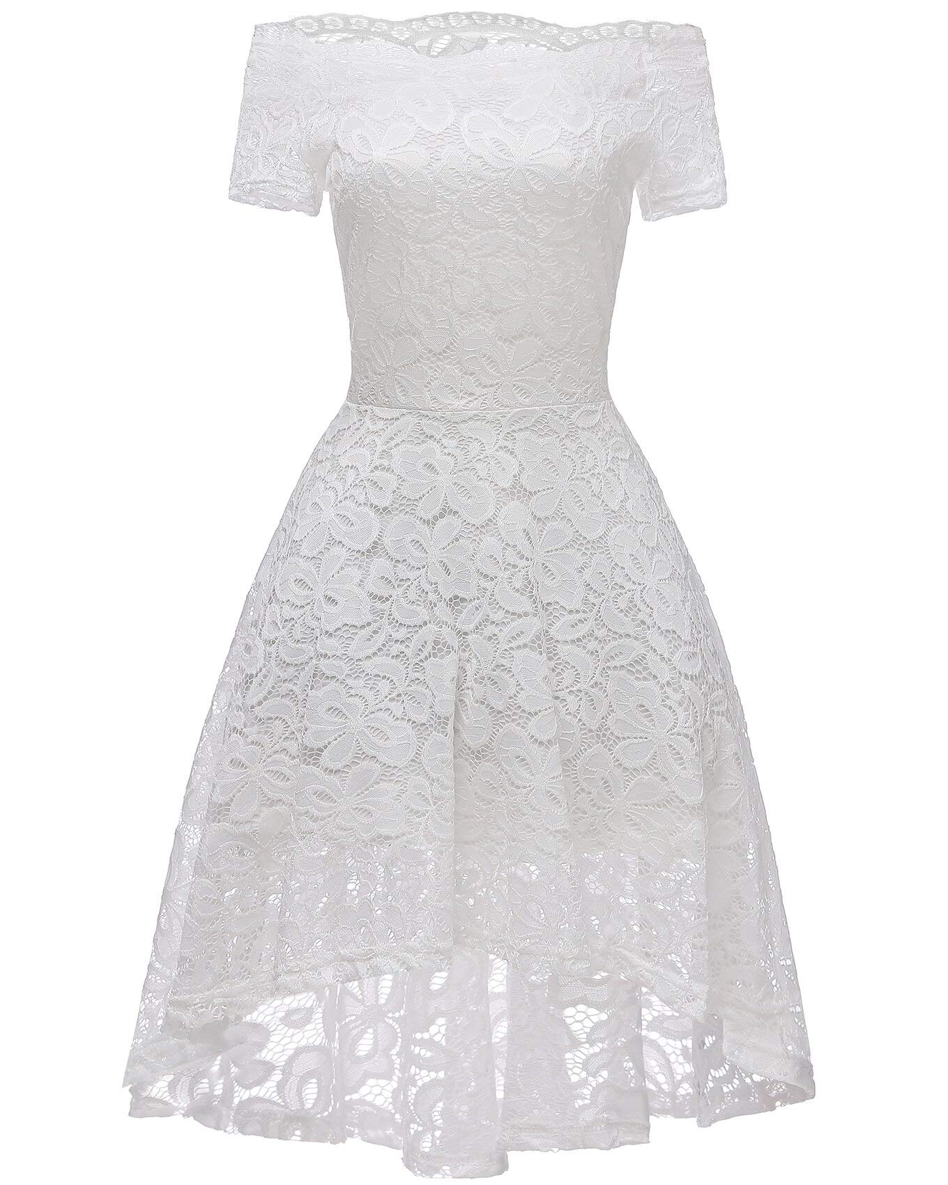 Women's Vintage Swing Dress Dip Hem Pinup Evening Party Cocktail High-Lo Gown