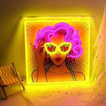 ENUOLI Neon Sign, Neon Sign Board, UV Print, Beauty, Retro, Wall Decoration, Dimmable, Wall-mounted, Wall Decor, Easy to Install, Interior, USB Powered, Energy-saving, Birthday Gift, Room, Bar, Store