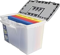 Vista 5 de Storex Caja de archivos portátil con tapa organizadora, 17.13 x 9.63 x 11 pulgadas, esmerilada/plateada (61511A01C)