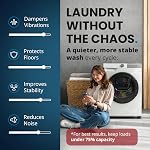 Anti Vibration Pads for Washing Machine with Tank Tread Grip - 4 Pack + Level - Fits Most Round Feet up to 1.75” - Stops Washer Dryer from Moving - Rubber Antivibration Stabilizer for Leveling Washer