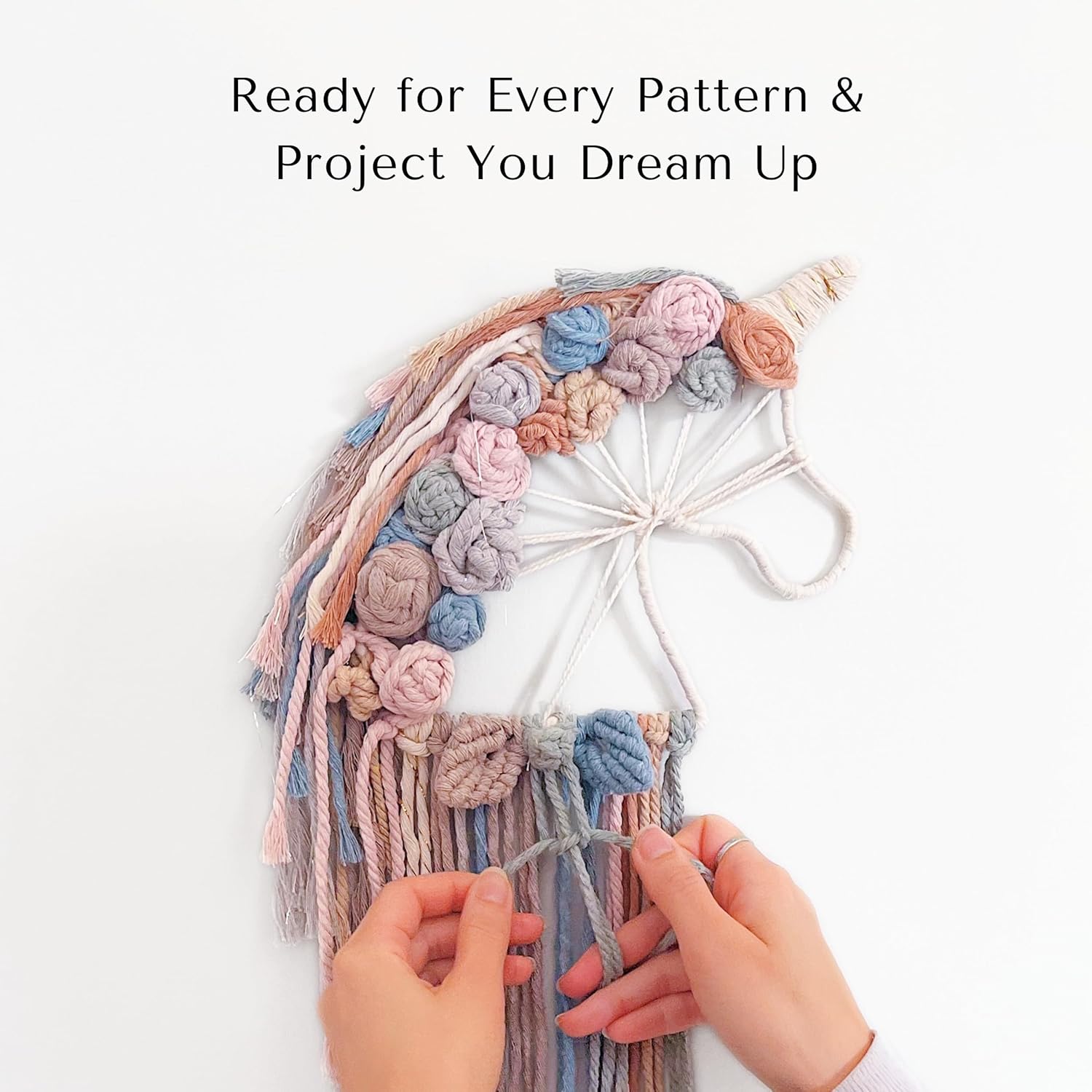 BOCHIKNOT Single Strand Macrame Cord 4mm x 240yds (220m) – Soft Cotton Macrame Rope for Beginners, Easy to Knot for Wall Hangings, Plant Hangers, Fringe and DIY Crafts (Milk)