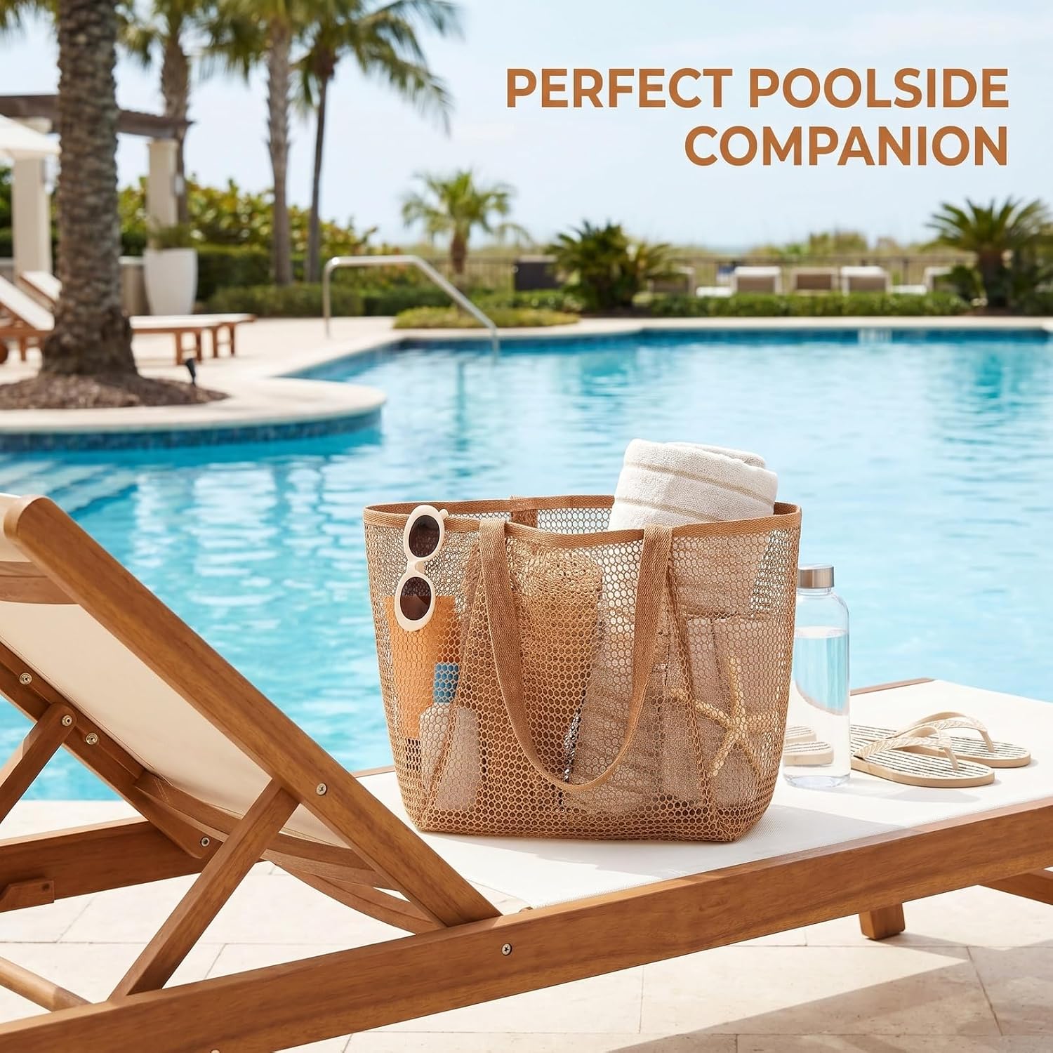 1 Large Mesh Beach Tote Bag for Women