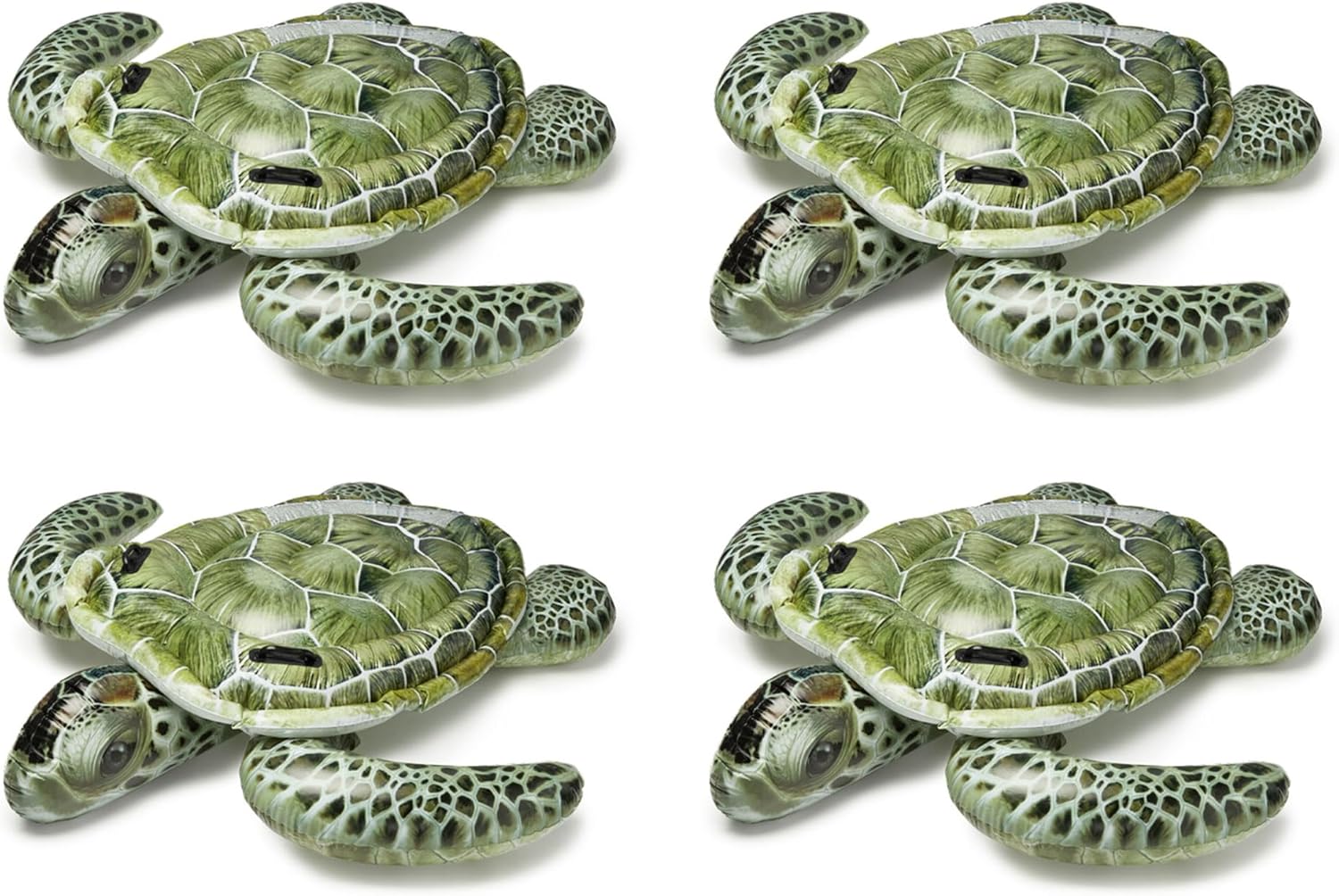 Intex Realistic Sea Turtle Inflatable Ride On Pool Float with Heavy Duty Handles for Pool Rafts and Inflatable Ride Ons (4 Pack)