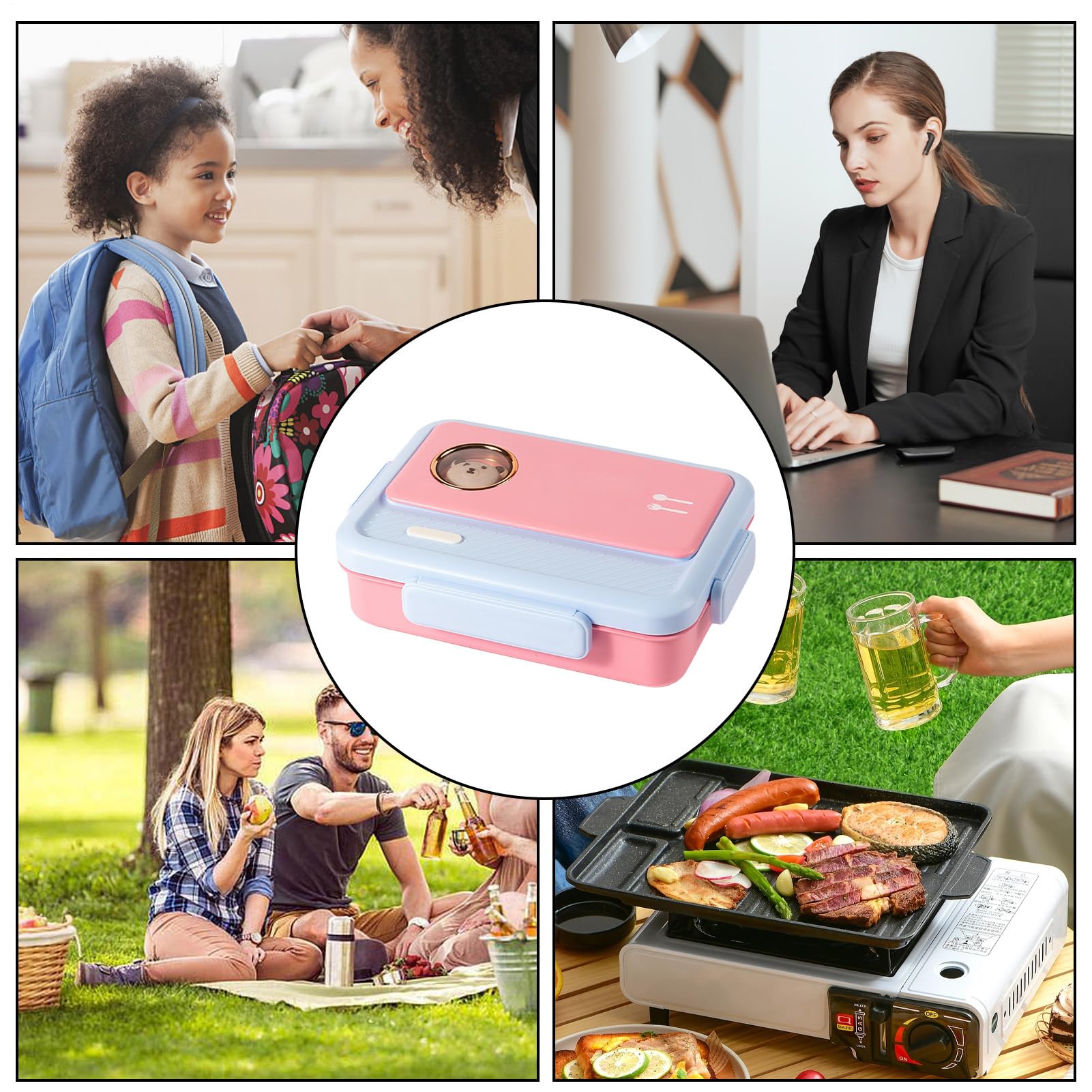 Pudełko na lunch ze stali nierdzewnej dla dzieci Pojemnik z przegródkami na