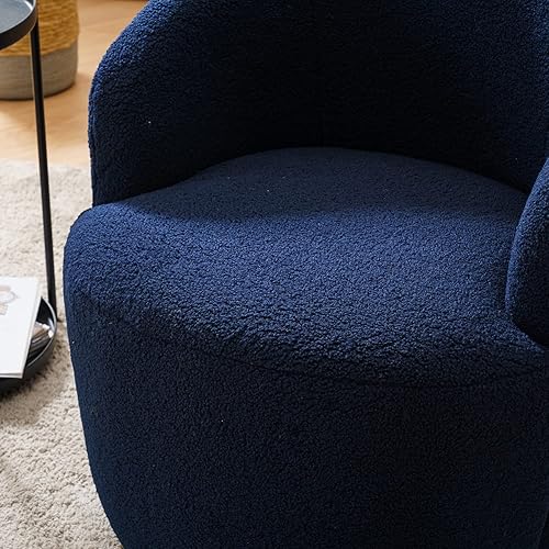 Miniatura 3 de Sillas giratorias compactas y modernas de color azul para sala de estar, silla redonda de sofá de lectura para espacios pequeños, sillas para sala