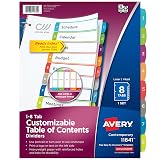 Avery® Table of Contents Dividers, 8-Tab, Multicolor, 1 Set – view 1