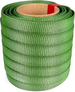 IDL Packaging 3/4" x 250 Tree Tie Flat Rope, 1800 lbs Break Strength, Green - Heavy Duty Tree Straps for Staking and Securing Trees Pack of 1