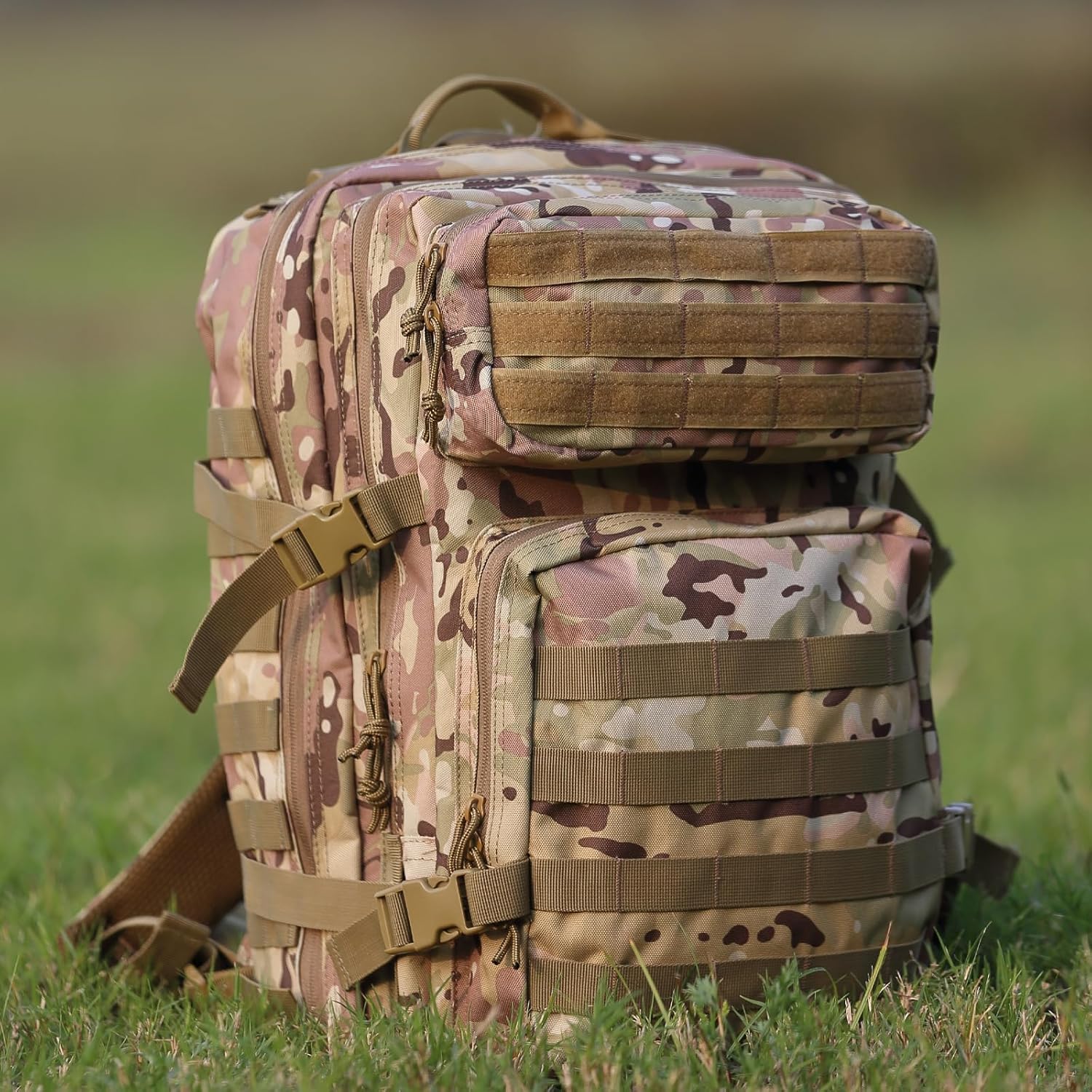 Lawaia Tactical Backpack Military Hunting Gym Hiking Rucking Backpack with Weights Survival Rucksack Tool Motorcycle Accessories Fishing Camping Range Bag 50L for Men (CP)