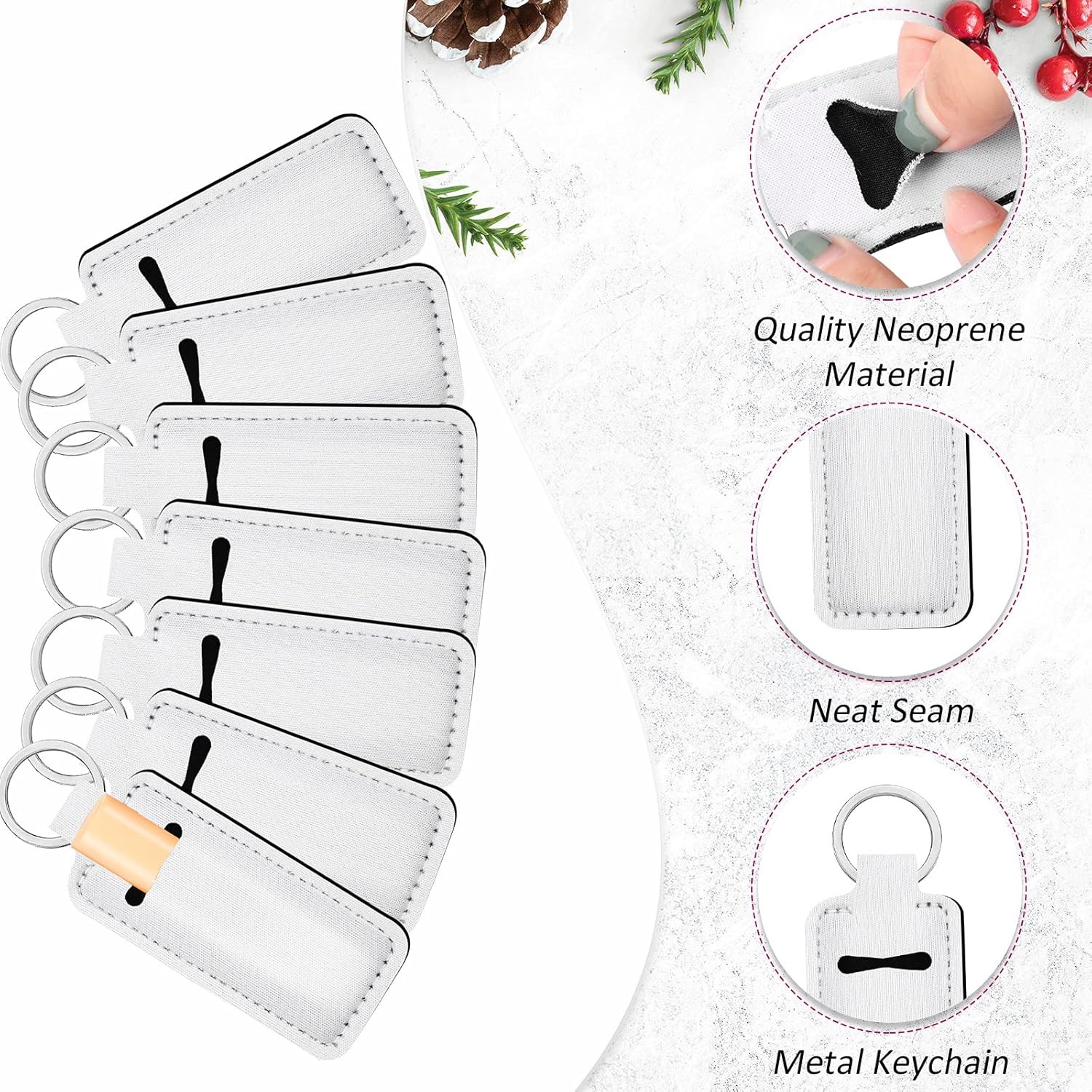 Patelai 30 Pcs Sublimation Blanks Wristlet Lanyards and Lipstick Holder Keychains Set, Blank Neoprene Wristlet Sublimation Lanyards Strap Keychain Holder for DIY Craft Heat Transfer - Image 3