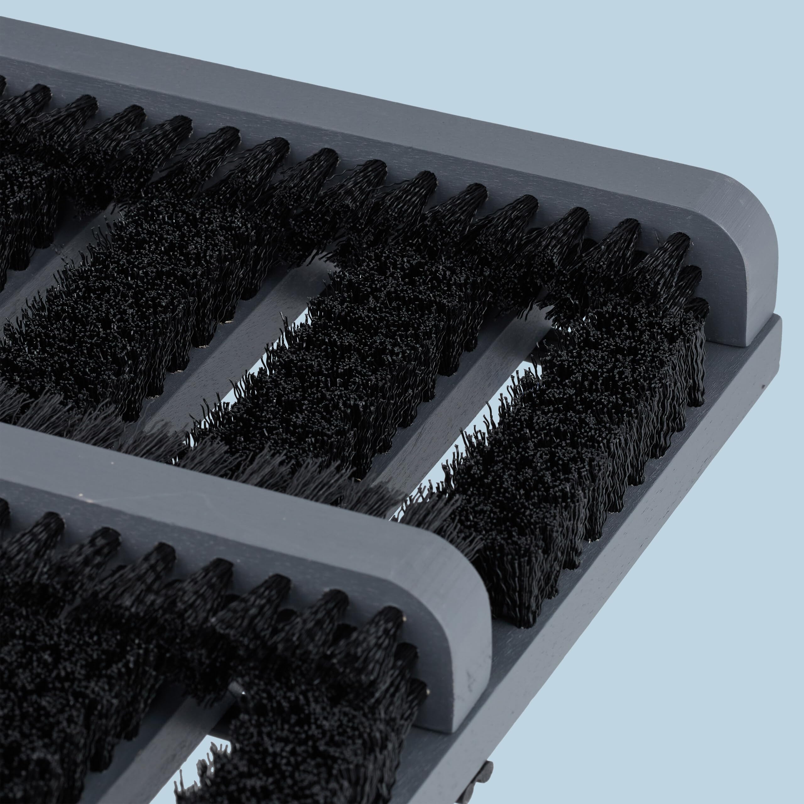 Relaxdays Pulisci Scarpe Ingresso con Spazzole Pulizia Suola di Sneaker e Stivali, Tappetino a Setole Dure, Grigio Nero