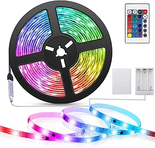 Battery Powered Led Strip Lights with 24 Keys Remote Control, Led Strip Rope Lights 2M 6.56ft for Party and DIY Decoration