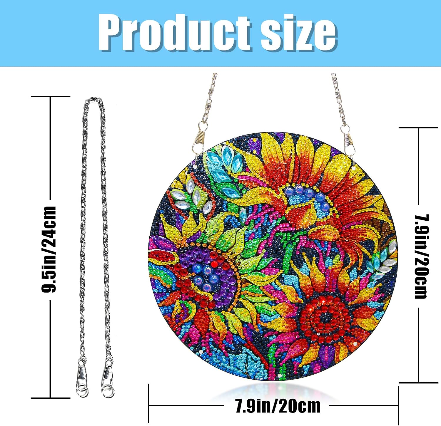 Sunflower Diamond Art Kits for Adult Beginner DIY Diamond Painting Hanging Window Pendant Ornament for Home Decoration Gem Art Gift (Sunflower) image 2