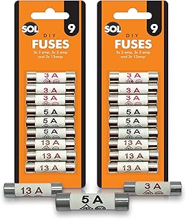 18pcs Fuses Mixed Household UK | 13 Amp Fuses UK | 5 Amp Fuses UK | 3 Amp Fuses UK | Ceramic Tube Fuses | Household Domestic Main Plug Fuses | 13a Fuse 5a Fuse 3a Fuse Assortment Kit | Fuse Cartridge
