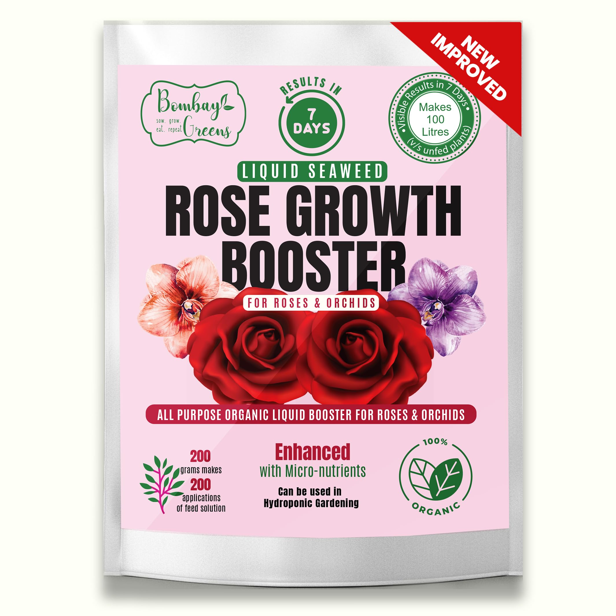 Rose Flower Feed | Organic Liquid for Orchids | Rose Plant Booster & Flowering Booster for Plants | Organic Seaweed for Growth Boost & Plant Food for Flower Plants | Makes 100 Litres