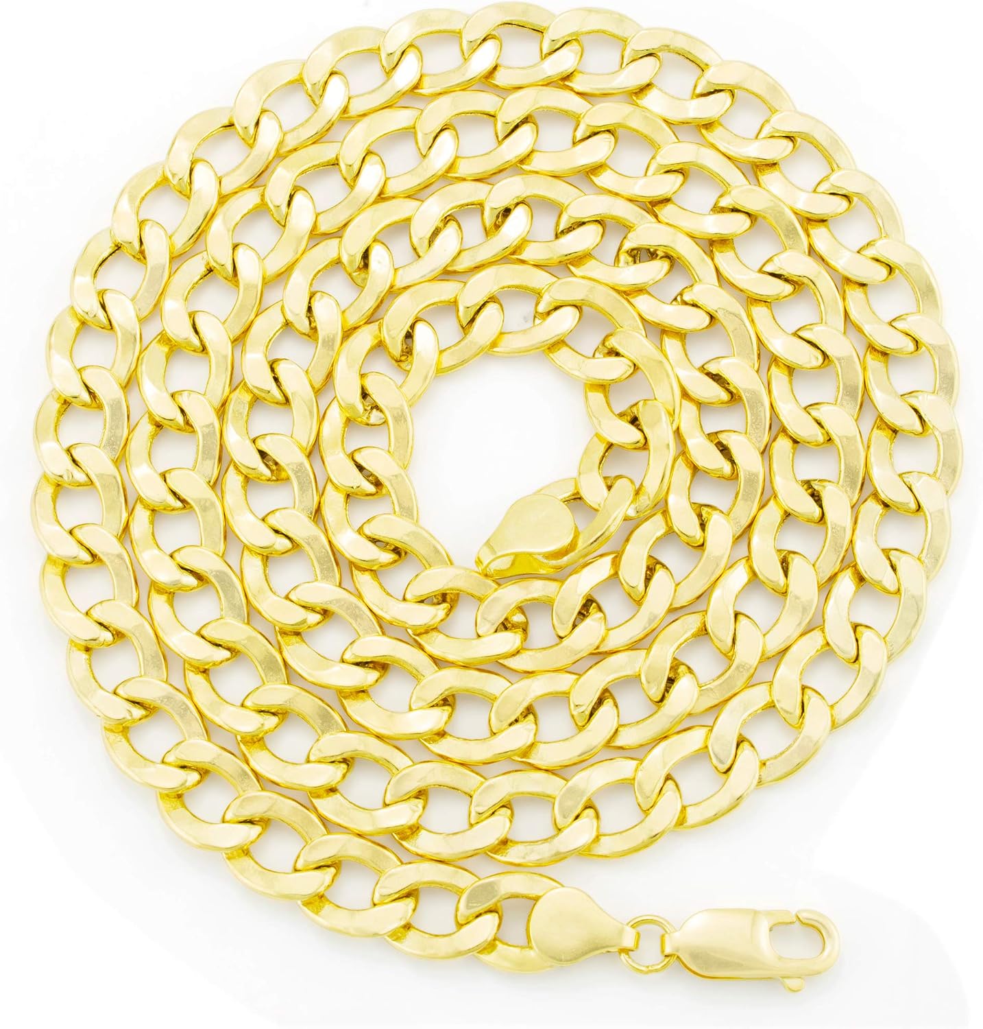Nuragold 10k Real Yellow Gold Cuban Curb Link 7.5mm Chain Necklace (20"-30") Italian Jewelry for Men