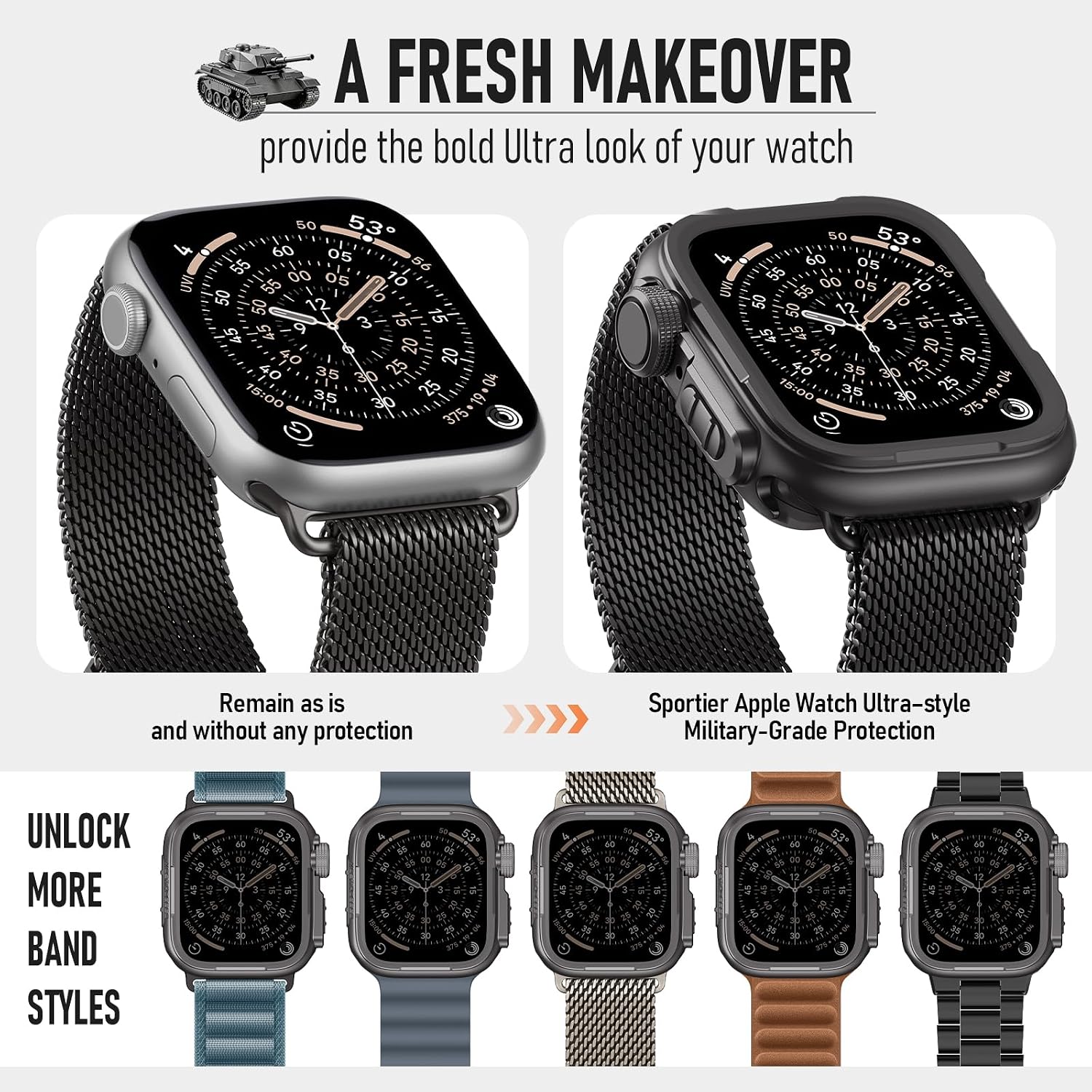 BXUXOHS Metal Case for Apple Watch 46mm Cover,Rugged Protective Bumper +Metal Crown +PC Back Cover,Military-Grade Armor Shield Shockproof Protector Case for iWatch Series 11/10 46 mm (Black Knight)