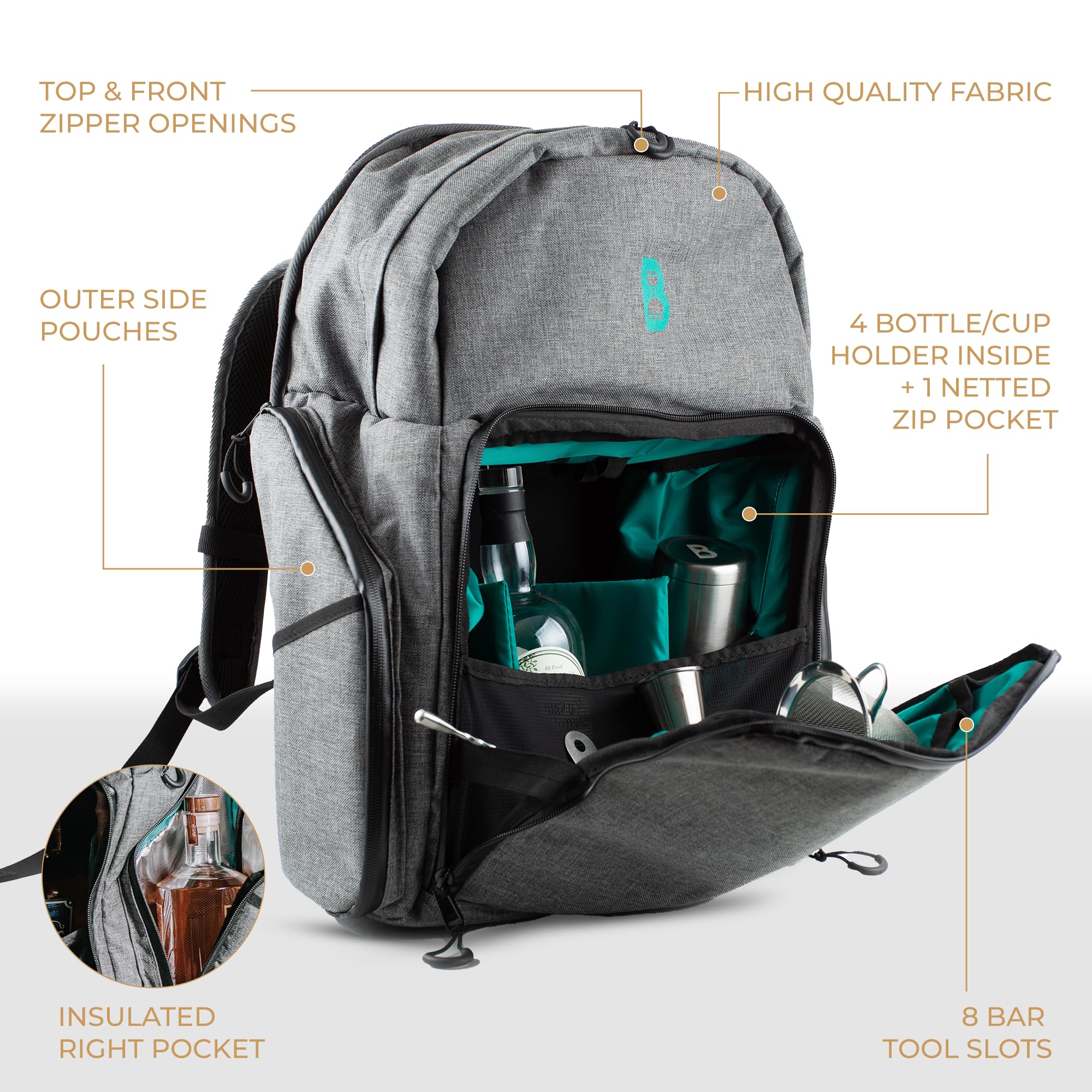 backpack travel bar Bull in China Mixology Bartender Kit for Tools Handle:Carbon Fiber Reel Seat-Solid How To Make Your 7 foot opening compartments provide convenient