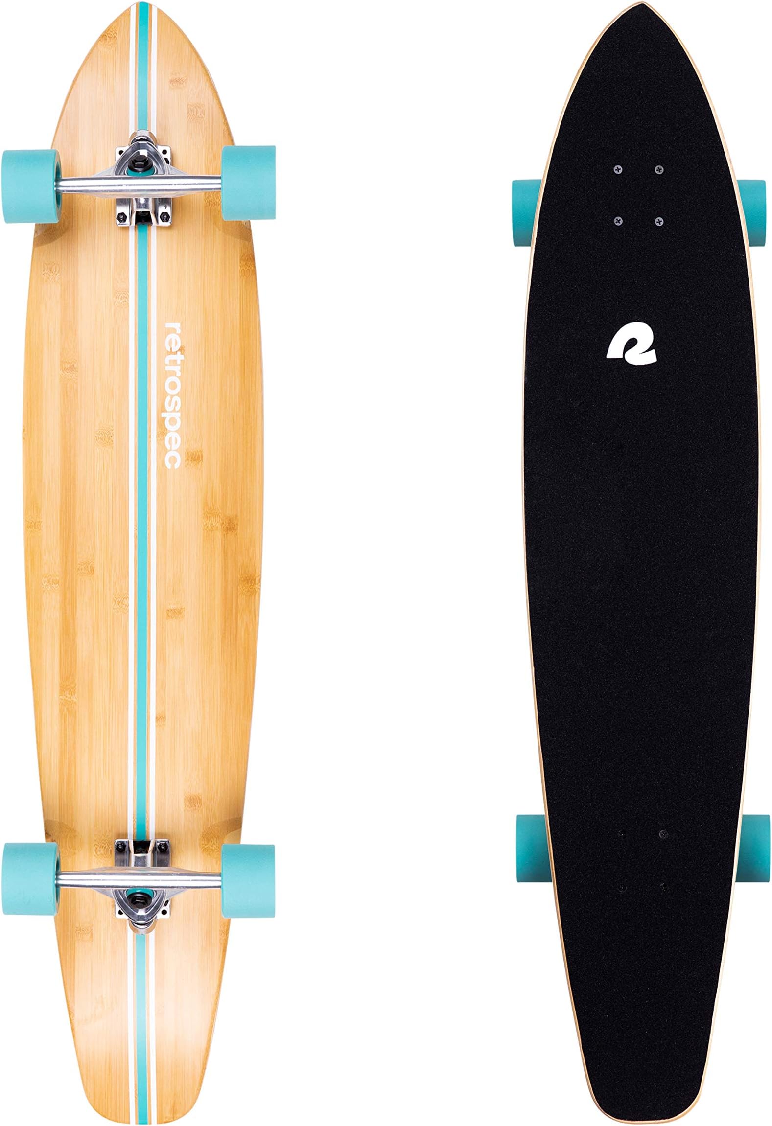 Retrospec Zed Cruiser & Pintail Longboard Skateboard Complete Cruiser | Bamboo & Canadian Maple Wood Cruiser w/Reverse Kingpin Trucks for Commuting, Cruising, Carving & Downhill Riding