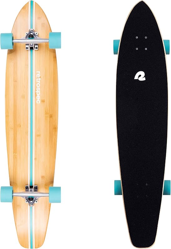 Retrospec Zed Pintail & Cruiser Longboard Adult Skateboard - 44in Bamboo & Canadian Maple Deck with ABEC-7 Bearings, 70mm PU Wheels for Commuting & Carving