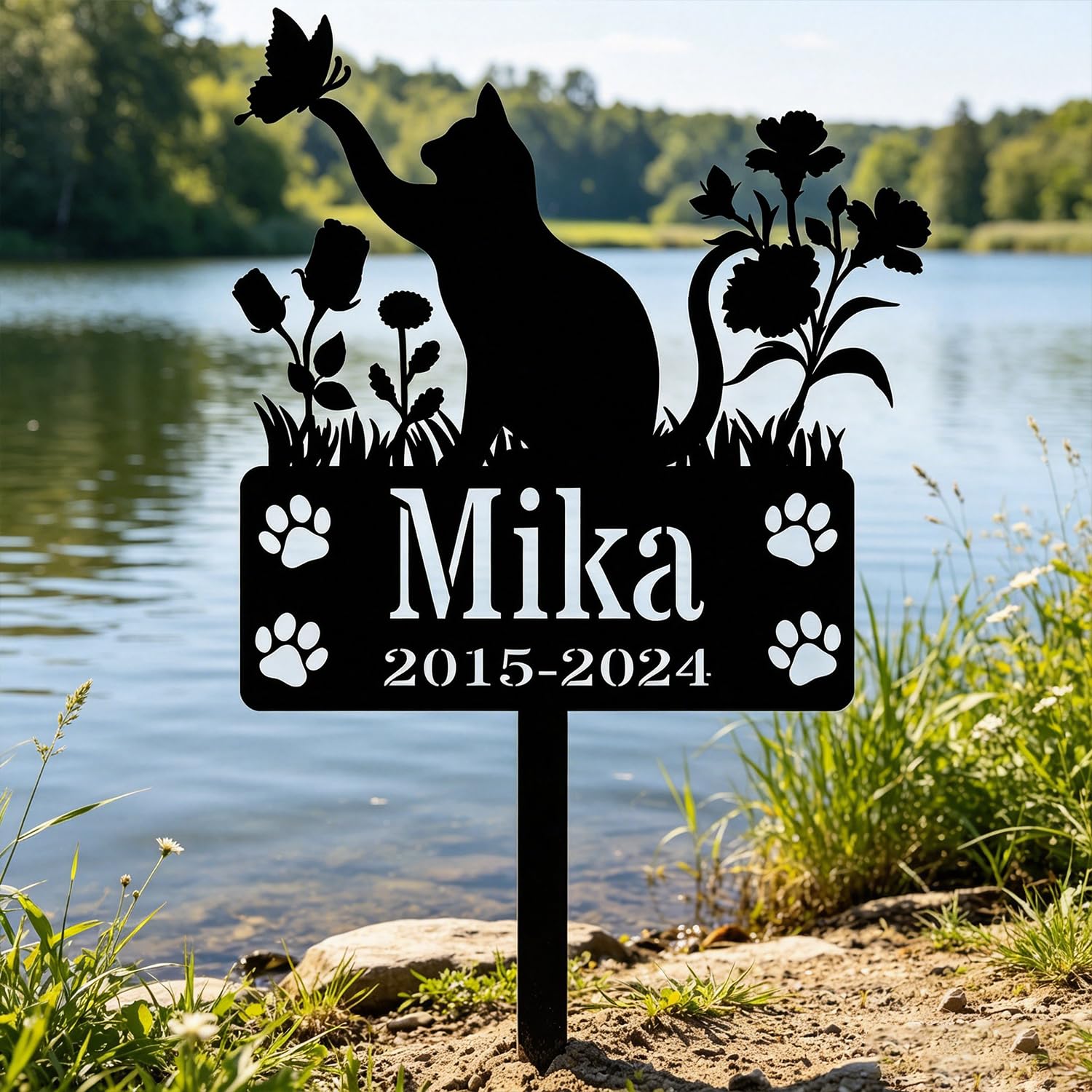 VUZUCOSH Personalized Pet Memorial Metal Stake, Custom Name Date Dog Cat Grave Marker Yard Plaque โ image 1