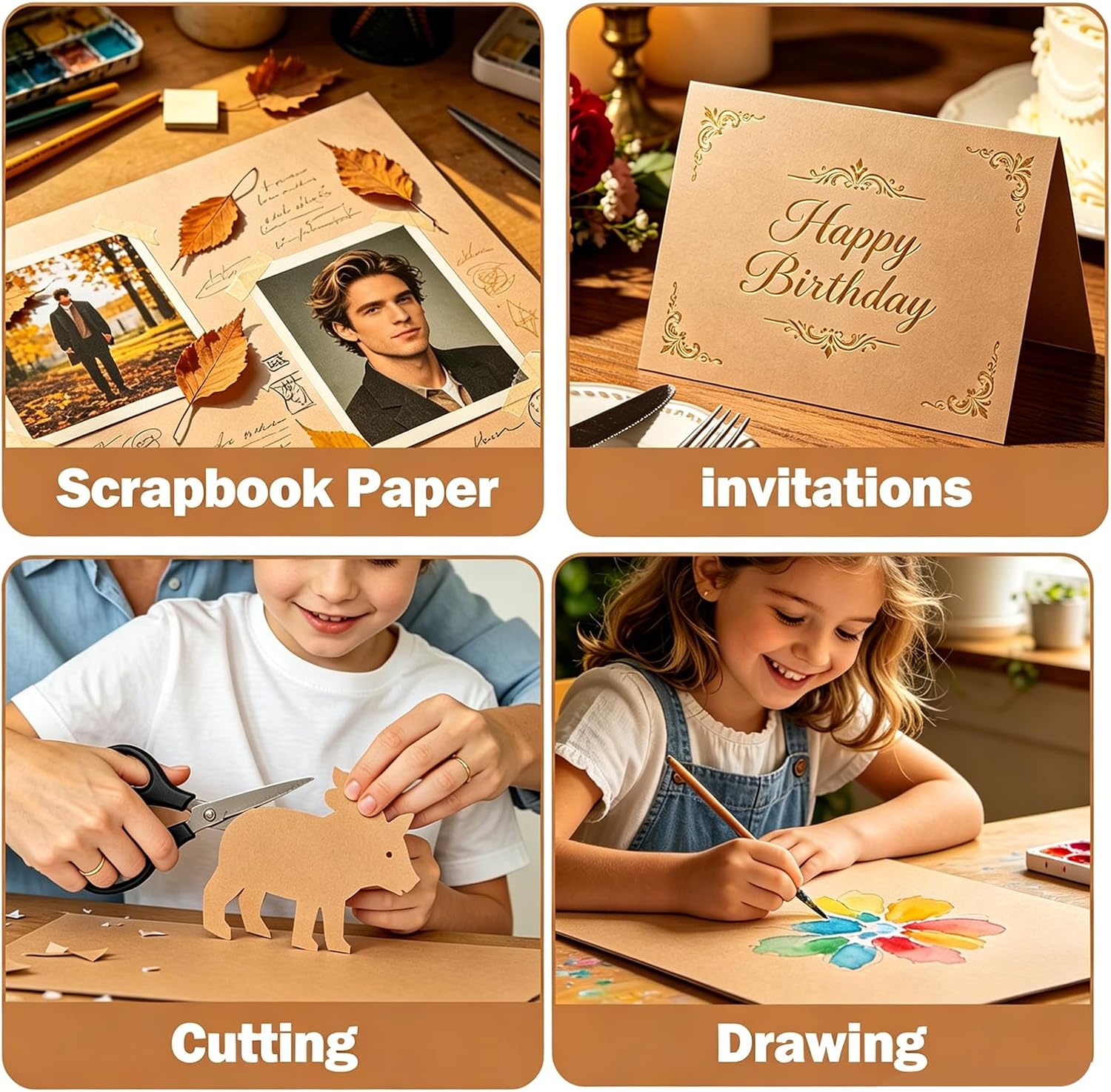 100 Sheets Brown Cardstock, 12 x 12 Inch Card Stock Paper, 92lb Heavyweight Cardstock Paper for Printing, Card Making, Scrapbook, Invitations, Photo Albums, Cricut & DIY Crafts