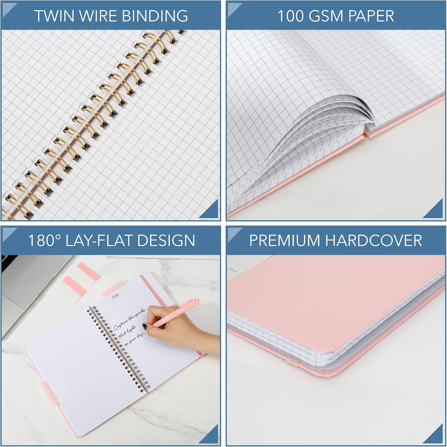 - Graph Grid Spiral Journal Notebook Set, A5 (5.7" x 7.9"), 160 Page thumbnail