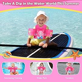 MoKo Toddler Swim Vest - Cute Toddler Floaties with Emergency Whistle for Kids 13-30 lbs Water Wings Arm Band Floaties Swim Training Equipment for Beach Swimming Pool Sea, Rose Mermaid