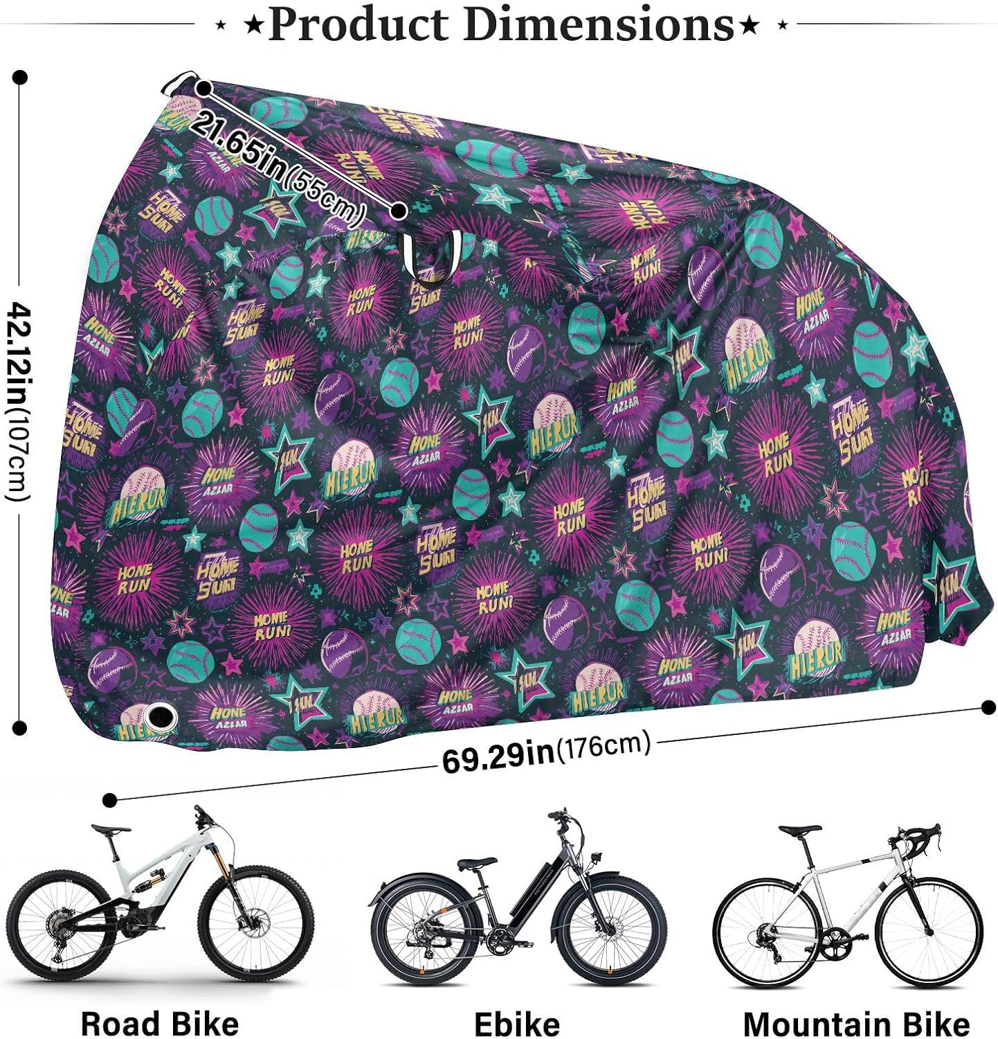 Baseball Dark Purple Road Bike Cover Waterproof Outdoor Motorcycle Cover Bikes Accessories
