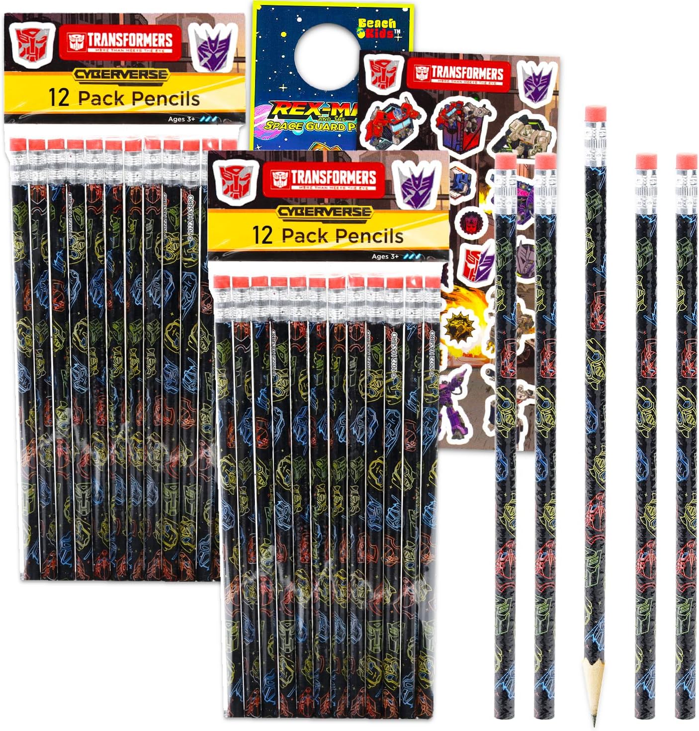 Transformers 24 Pack Pencils #2 for Kids School Supplies Bundle