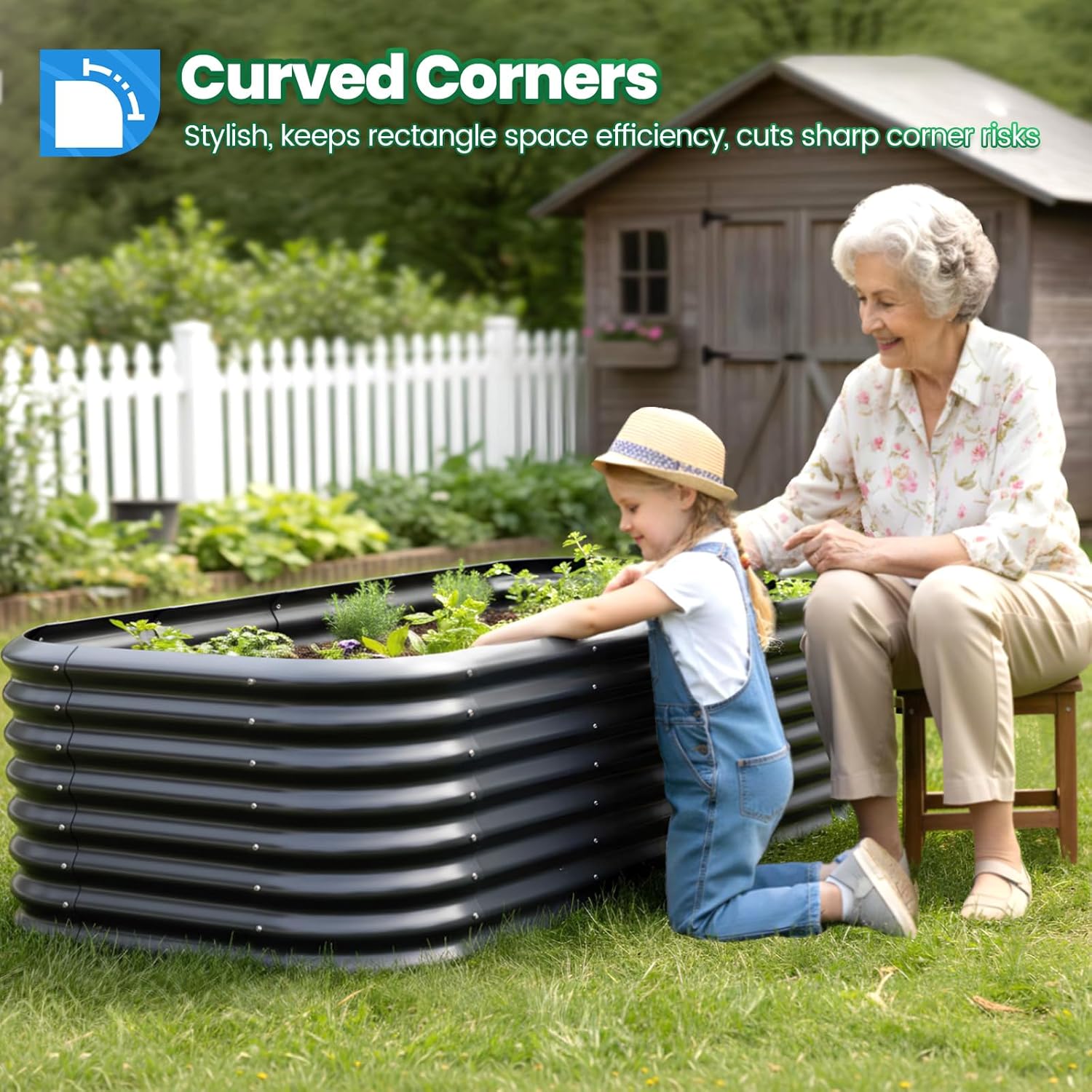 Quictent Galvanized Raised Garden Bed Kit, 6x3x2 ft Oval Metal Planter Box Tall for Vegetables Outdoor Backyard, Strengthened by Crossbar, Dark Gray