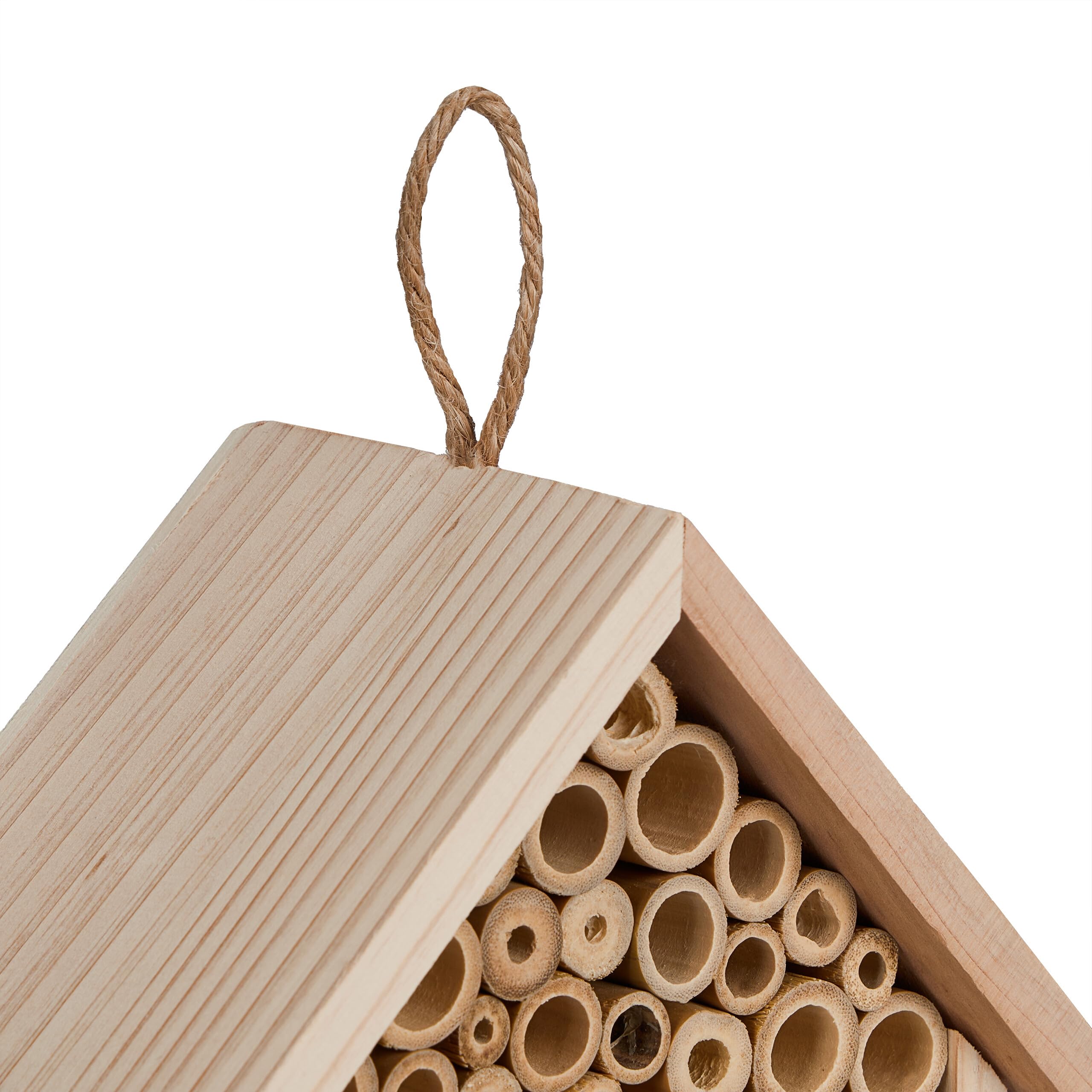 Relaxdays Nido para Abejas Solitarias, Hotel para Insectos, Madera, Exteriores, Colgante, 20,5 x 19,5 x 8,5 cm, Natural